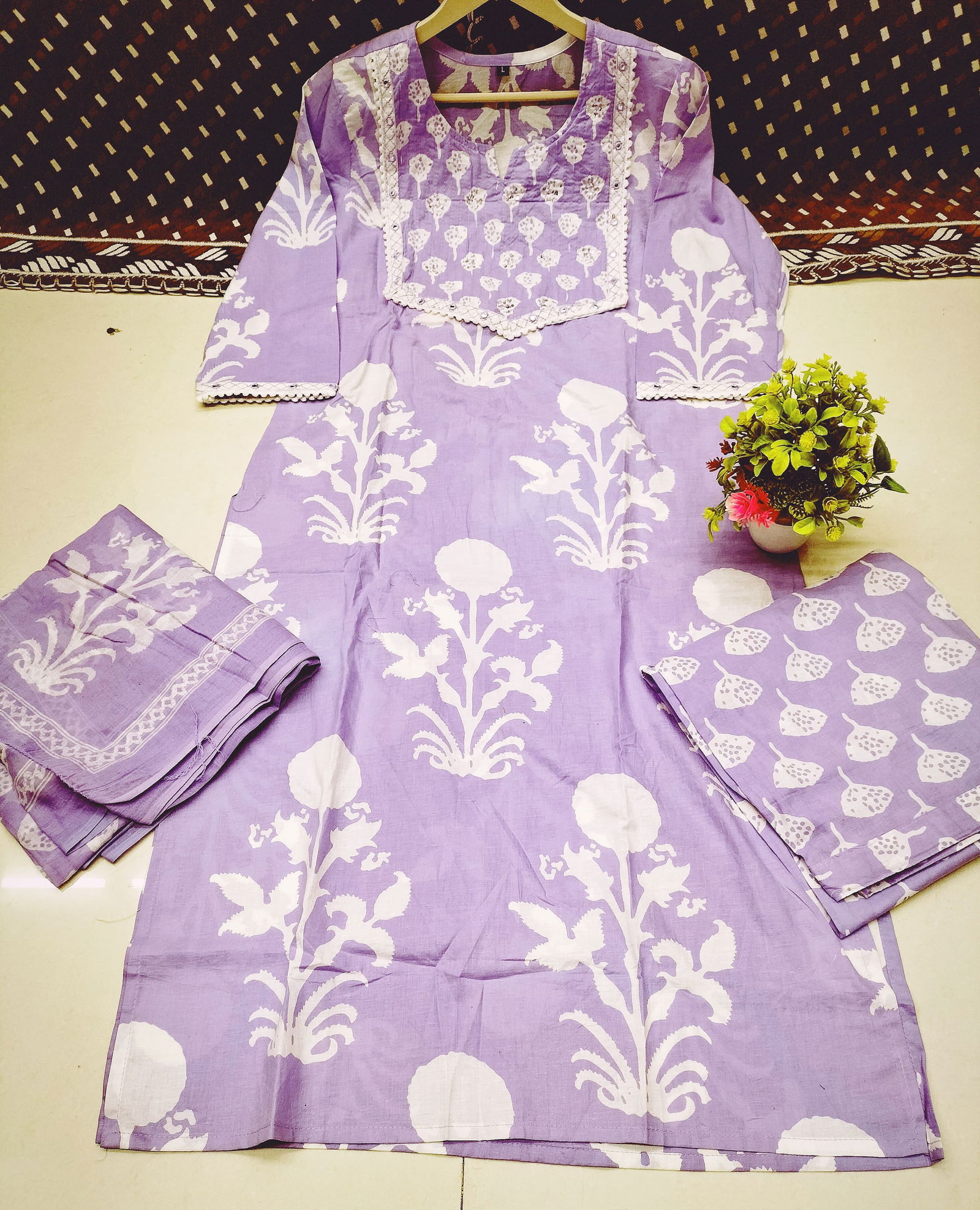 Kalaai Manul Work Cotton Printed Kurti With Bottom Dupatta Wholesale Shop In Surat